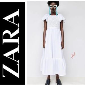 ZARA White Midi Dress S